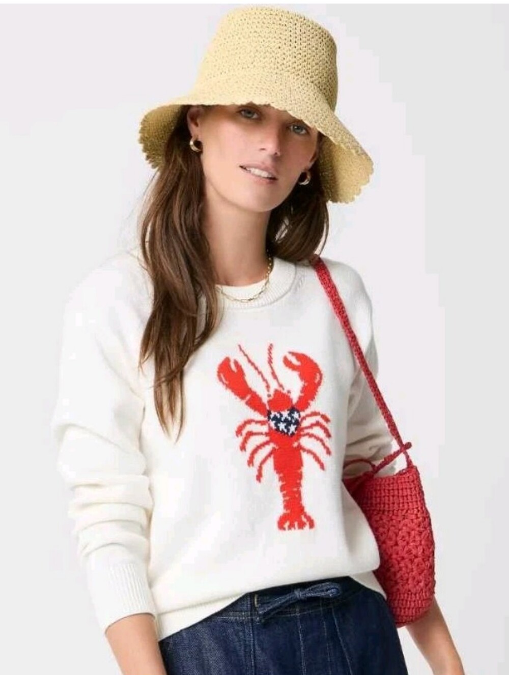 J. Crew Lobster sweater CT920 Size M Cotton